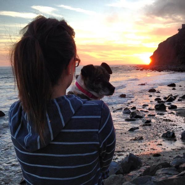 NookAndSea-Blog-Sunset-Dog-Ponytail-Striped-Hoodie-Sweatshirt-Beach-Rocks-Ocean-Overlook-View