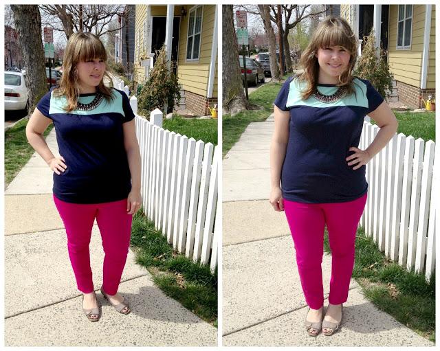 A Hint of Mint: Color Block Top & Baby Skinnies