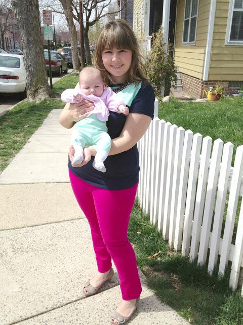 A Hint of Mint: Color Block Top & Baby Skinnies