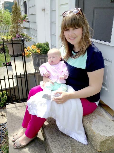 A Hint of Mint: Color Block Top & Baby Skinnies