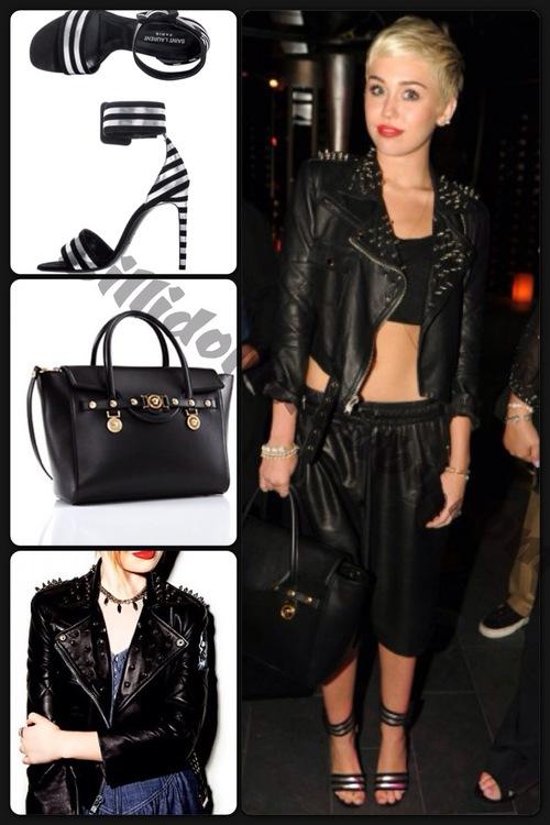 Miley Cyrus parties in Miami wearing En Noir, Versace and Saint...