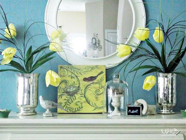 spring mantel 2 Guest Blogger: Design Tips For Decorating Your Mantel HomeSpirations