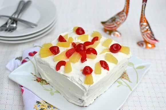 Eggless Pineapple Cool Cake