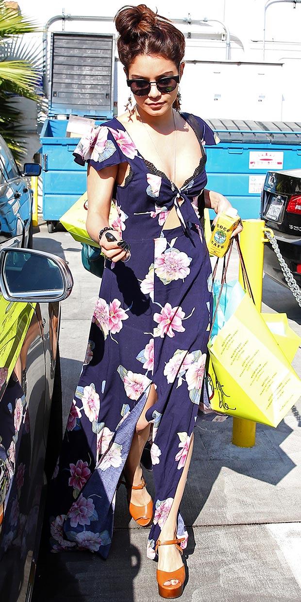Vanessa Hudgens in LA in a Reformation Dress celebrity gossip fashion covet her closet how to diy trends 2013 wear promo code free ship