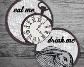 Printable Alice in Wonderland cupcake toppers - Eat Me and Drink Me - PaperFinchDesign