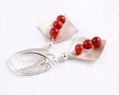 Coral Earrings Stone Sterling Silver Earrings Red Coral Earrings Silvergallerycomau - silvergallerycomau