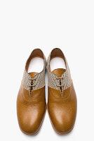 Half n Half:  Maison Martin Margiela Tan Leather & Prince of Wales Check Oxfords