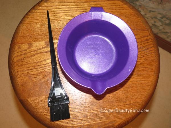 Hair dye mixing bowl and brush