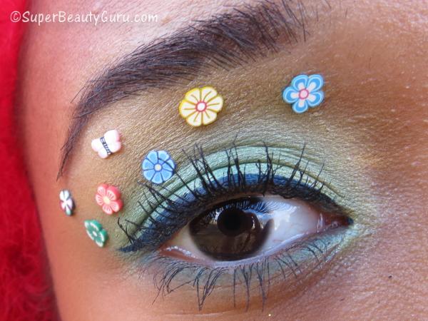 Crazy Eye Makeup with Fimo Flowers
