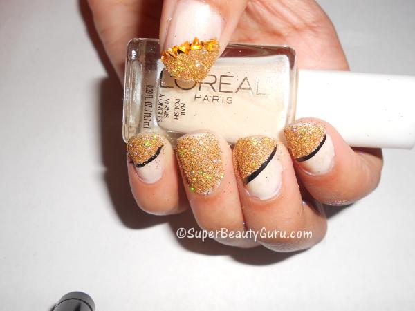 Gold Glittery Nail Tutorial