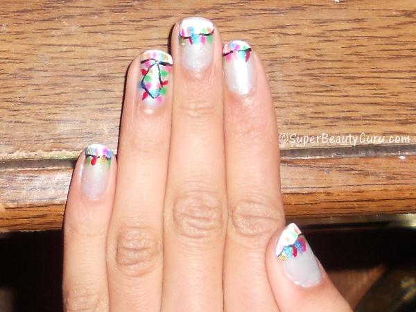 How to paint christmas lights on your nails