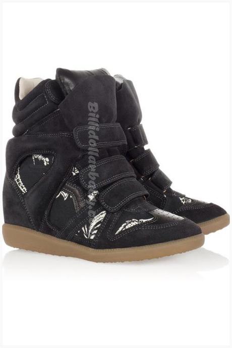 Isabel Marant The Bekett printed canvas and suede wedge sneakers...