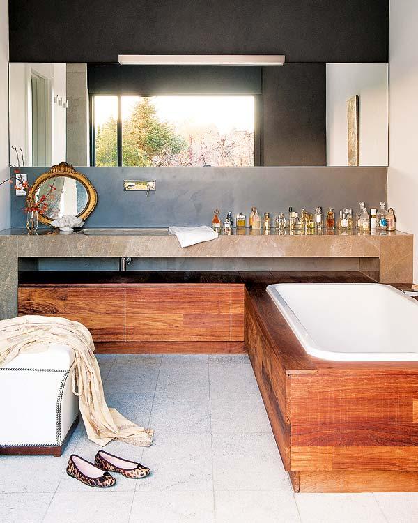 Codo a Codo Arquitectura Madrid remodel bathroom wood stone modern classic