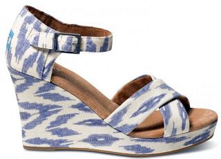 Shoe of the Day | TOMS Blue Ikat Women's Sustainable Strappy Wedge