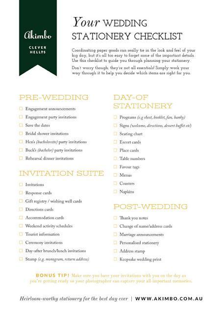 Your Wedding Stationery Checklist