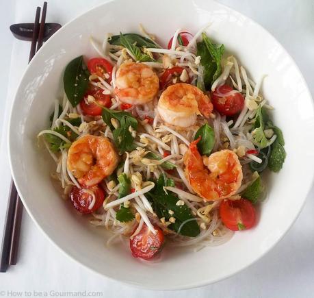 Thai Glass Noodle Salad with Caramelised Prawns