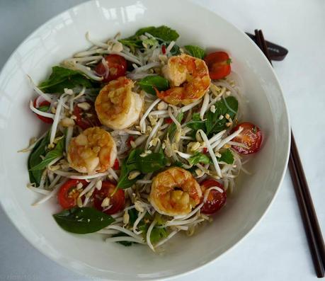 Thai Glass Noodle Salad with Caramelised Prawns