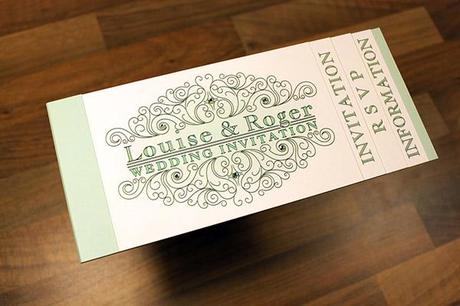 Booklet invitation in mint green, great for a spring wedding