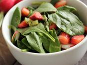 Spinach, Strawberry Asparagus Salad with Lemon Saffron Dressing