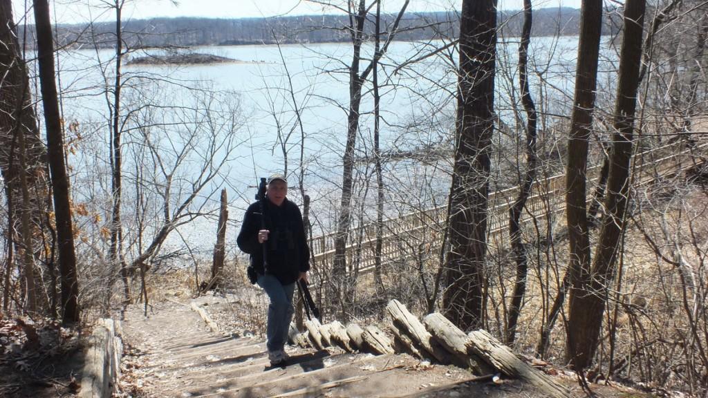 Bob walking up steps at Cootes Paradise Marsh - Hamilton - Ontario