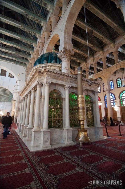 The shrine that housed John the Baptist's head inside the praying hall of the mosque
