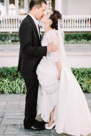 Happy Asian Bride and Groom Kissing