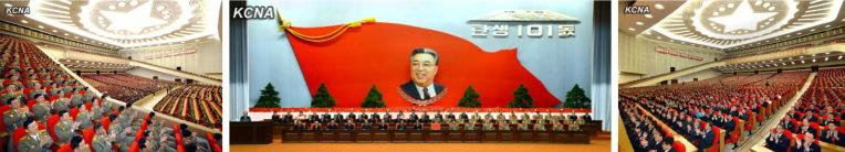 A national meeting at the 25 April House of Culture in Pyongyang on 14 April 2013 held to commemorate the 101st anniversary of the birth of the late DPRK President and founder Kim Il Sung (Photos: KCNA)