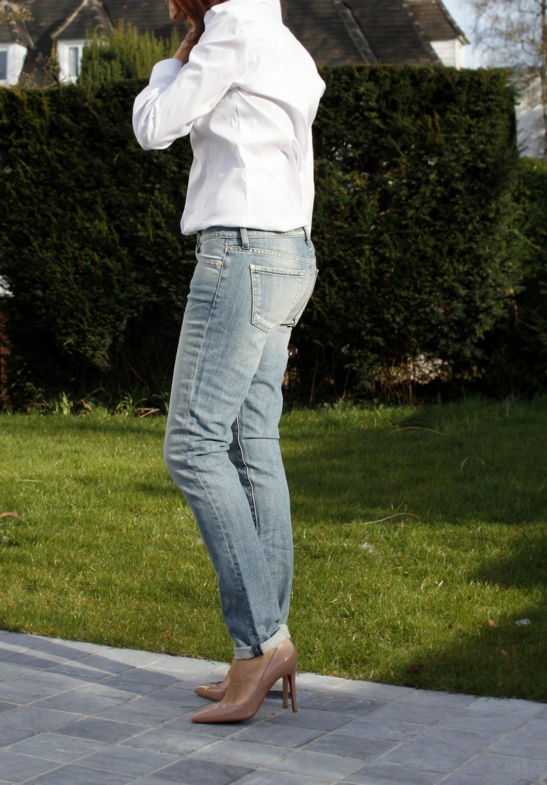 Crisp white shirt and vintage jeans