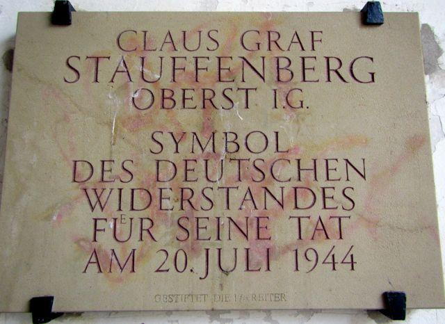 Plague honoring Stauffenberg who lived in Bamberg, Germany.