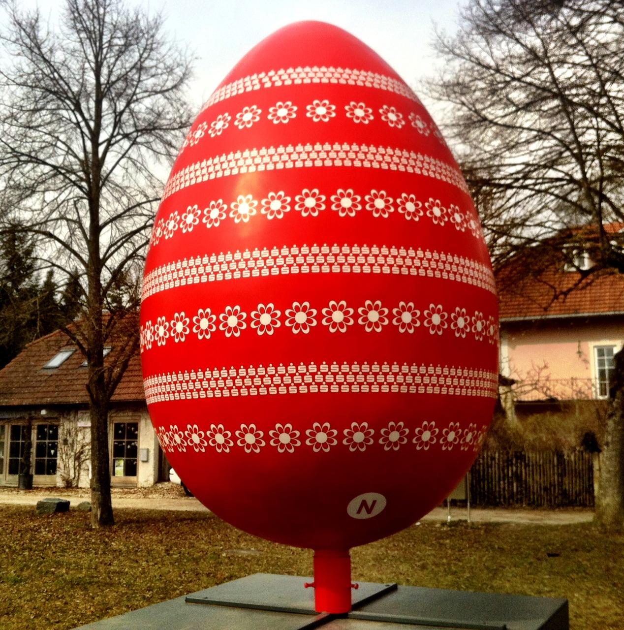 Giant red Easter Egg in Burghausen, Germany.