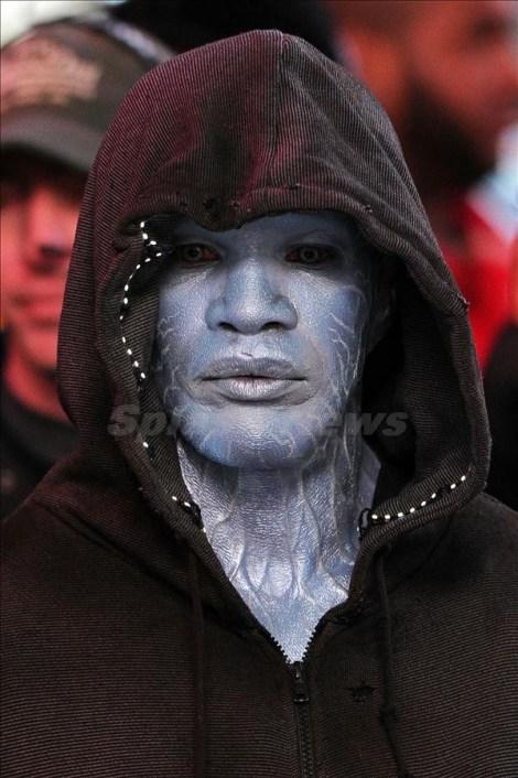 Jamie Foxx on location for 'The Amazing Spider-Man 2' in Times Square