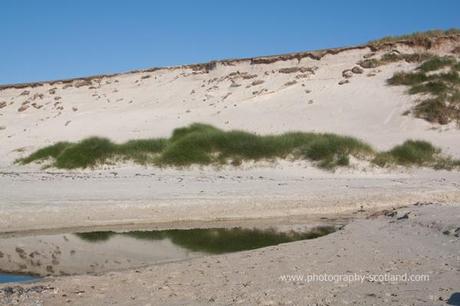 Photo - sand dunes at the back of the beach at Paible, Taransay, Outer Hebrides, Scotland