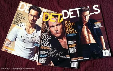 Charity Auction: 3 Details Magazines signed by Stephen Moyer, Alexander Skarsgård and Ryan Kwanten