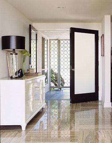 laquered furniture and floor in entryway