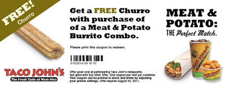 Taco Johns: Free Churro Coupon