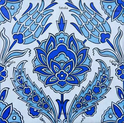 Marbled paper artwork background + Turkish tiles © Orhan Çam