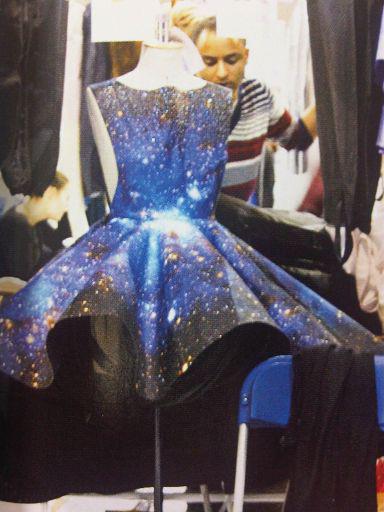 Photo from the H&M Magazine: I have no idea who is the designer of this dress but it is reminiscent of the Christopher Kane collection which featured prints of the universe. 
Absolutely stunning! 
xoxo LLM