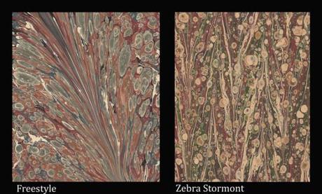 Hand Marbled Paper for book restoration - samples | Starr Bookworks