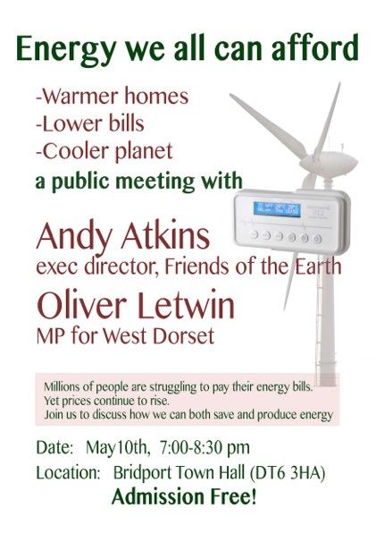 Energy we can all afford – Public meeting in Bridport 10th May 2013