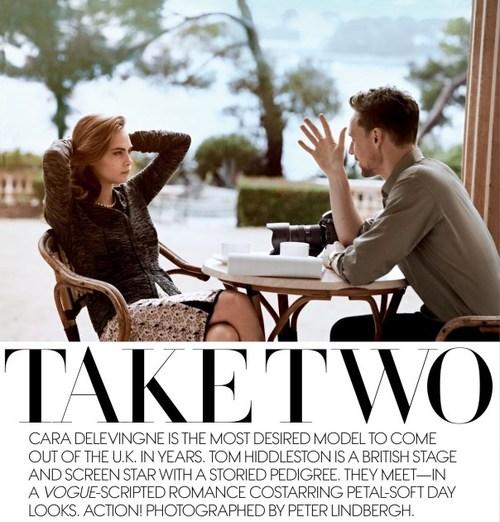 Cara Delevingne & Tom Hiddleston for Vogue US May...