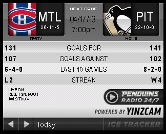 Game 43 : Penguins vs. Canadiens : 04.17.13 : Live Game Thread!