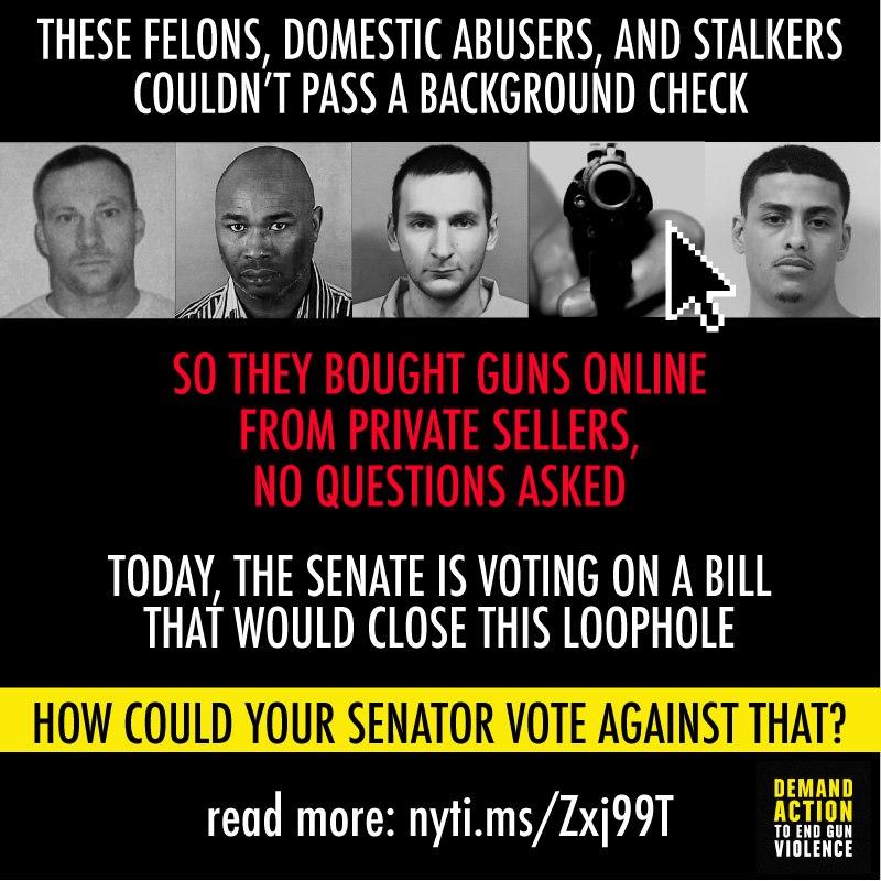 Shame on those senate cowards.  Either they will vote for gun control, or they will be voted out.