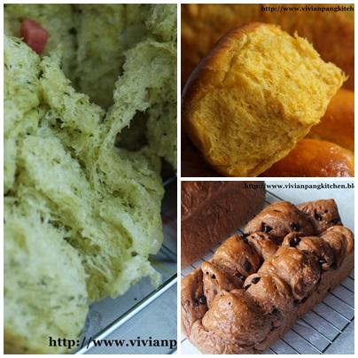 Variety of Bread (Spinach,Chocolate and Goji)/ Straight Dough Method