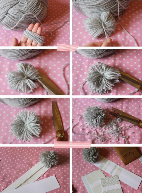 DIY craft tutorial ~ make a pom-pom bookmark from wool card and washi tape