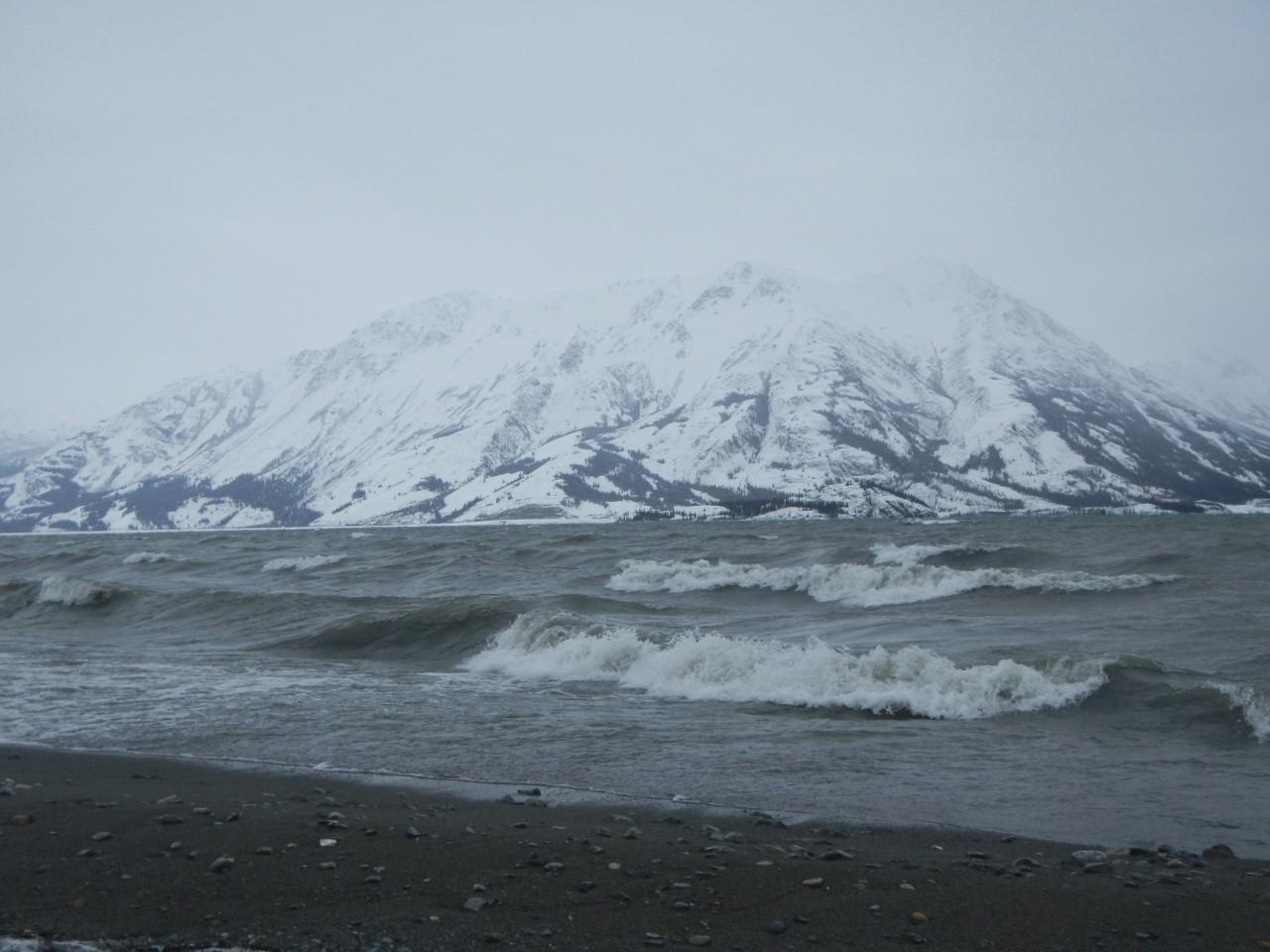 Kluane Lake with waves