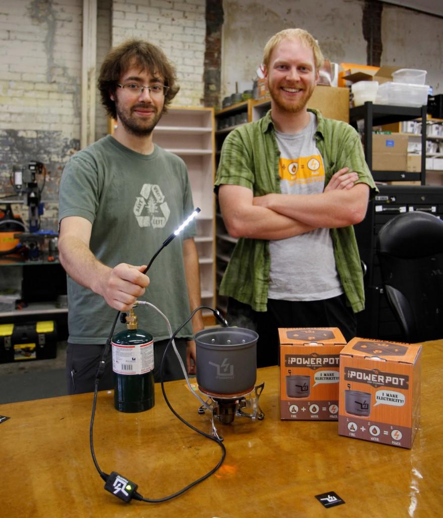David Toledo (left) and Paul Slusser invented the PowerPot while studying materials science and engineering at the University of Utah (Credit: Courtesy Technology Venture Development)