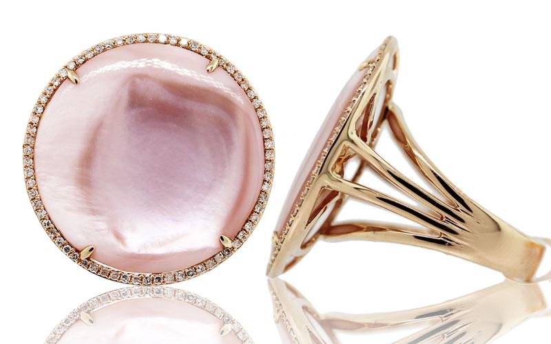 pink mother of pearl, mother of pearl ring, mother of pearl cocktail ring, cocktail rings boca raton