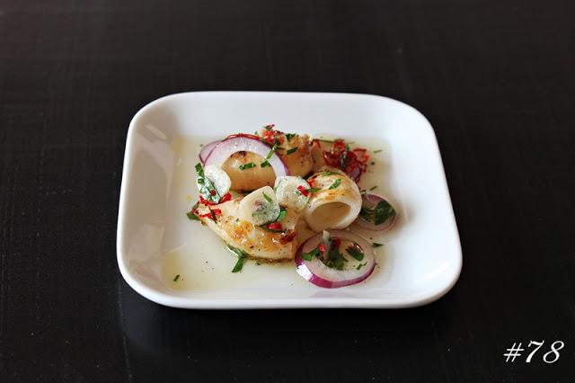 Calamari with chili, garlic & red onion #78