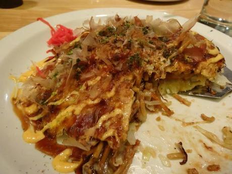 Yes, I want my cabbage pancake loaded with shrimp, scallops, and bacon.