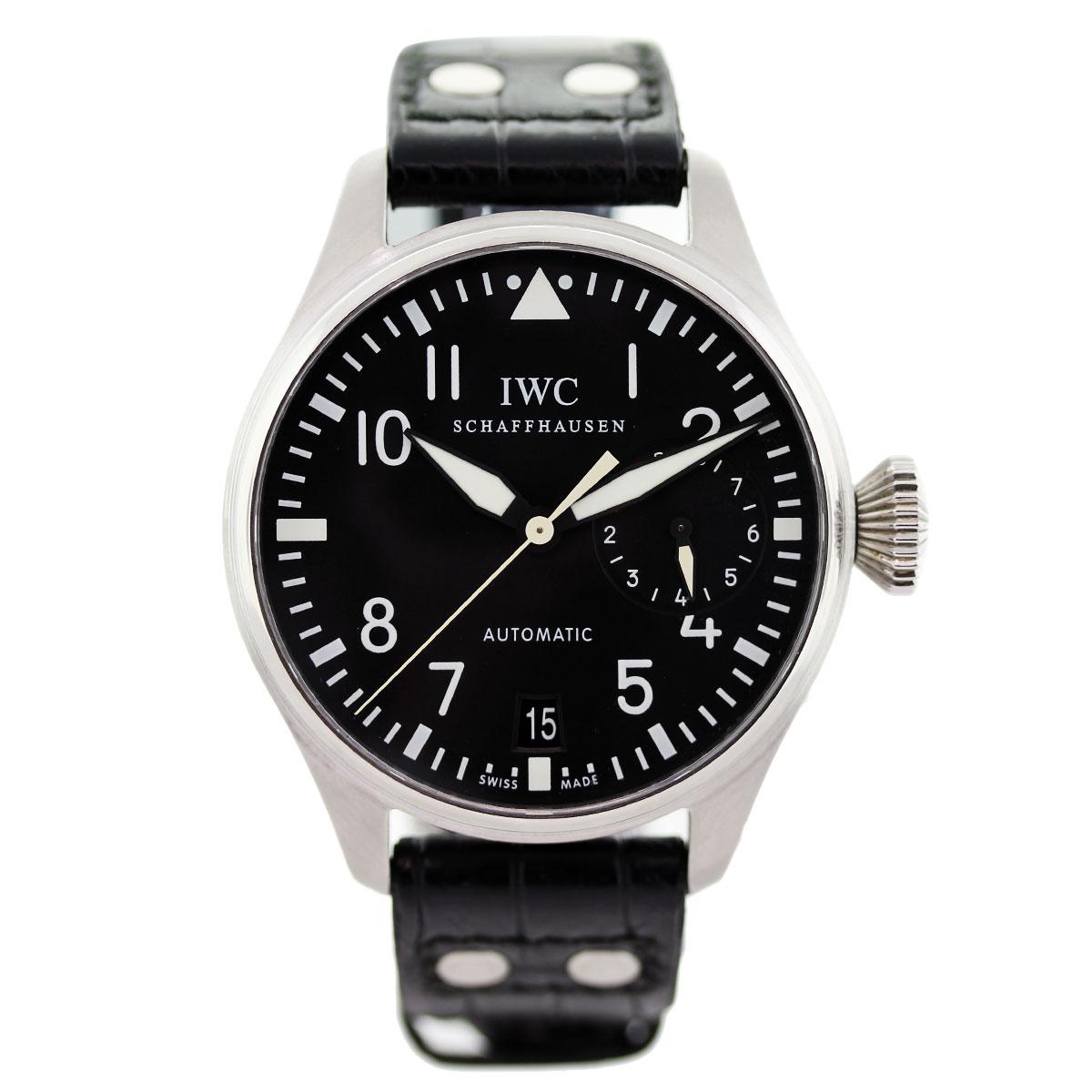 IWC Big Pilot IW5004-01 Stainless Steel Black Leather Watch, used Big Pilot